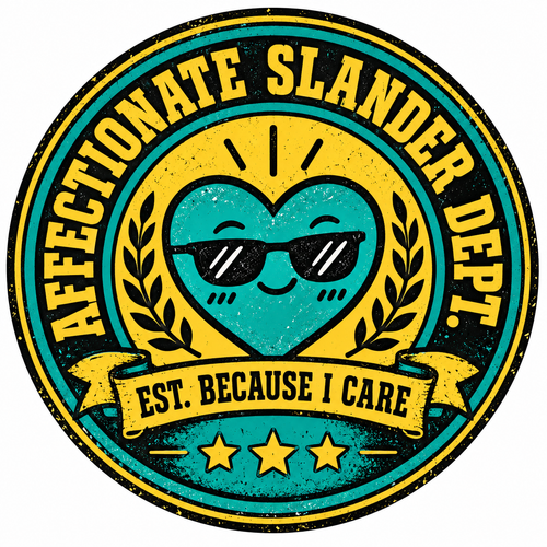 Affectionate Slander Dept. badge design
